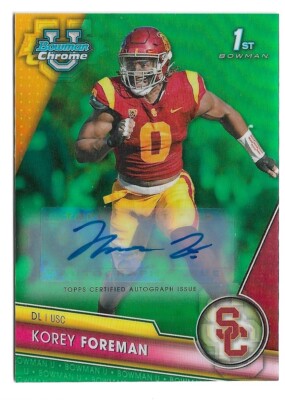 2023 Bowman University Korey Foreman Green Refractor Auto /99 - Fresno State