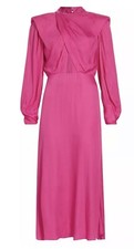 Farm Rio Draped Pink Satin Maxi Dress Sz M