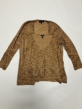 Escada Woman  s 2Pc Copper Rayon Blend Cardigan  Top Set Germany Size 42/12