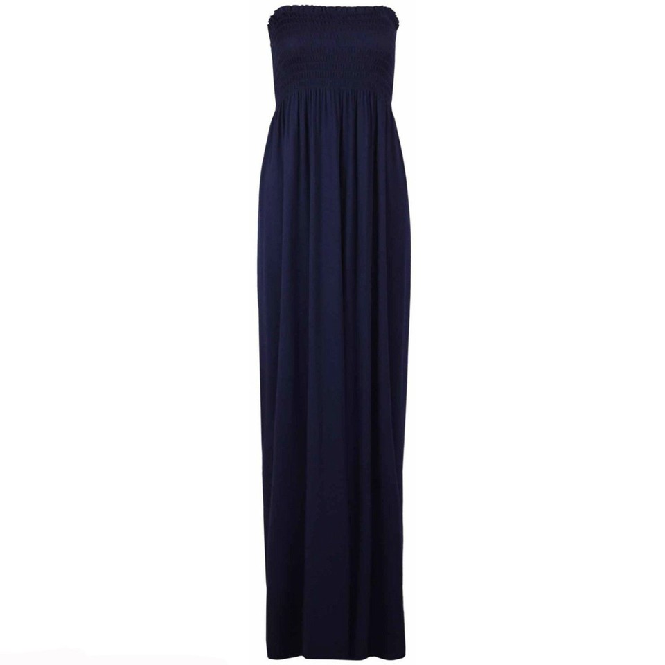 Nieuwe Womens Plain Bandeau Boobtube Strapless Sheering Zomer Maxi
