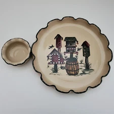 VTG Home and Garden Party Stoneware Fruit Chip and Dip Party Tray Bowl Set.FS