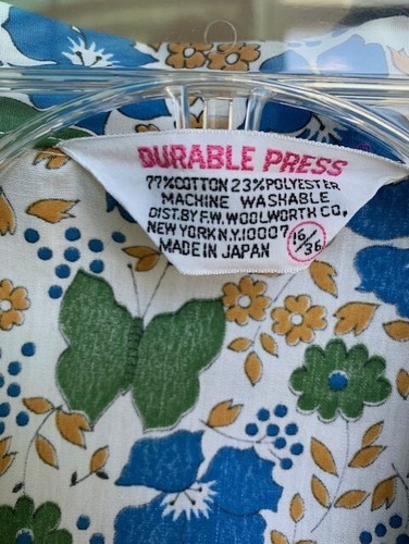 VTG Vintage Durable Press Woman's Roll Up Sleeve Blouse Boxy Japan Size 36 New - Picture 2 of 11