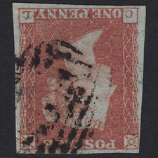 L34_12 GB QV 1841 1d PLATE 120 SG8-B1(1) CL FU 4M IMPERF WATERMARK INVERTED