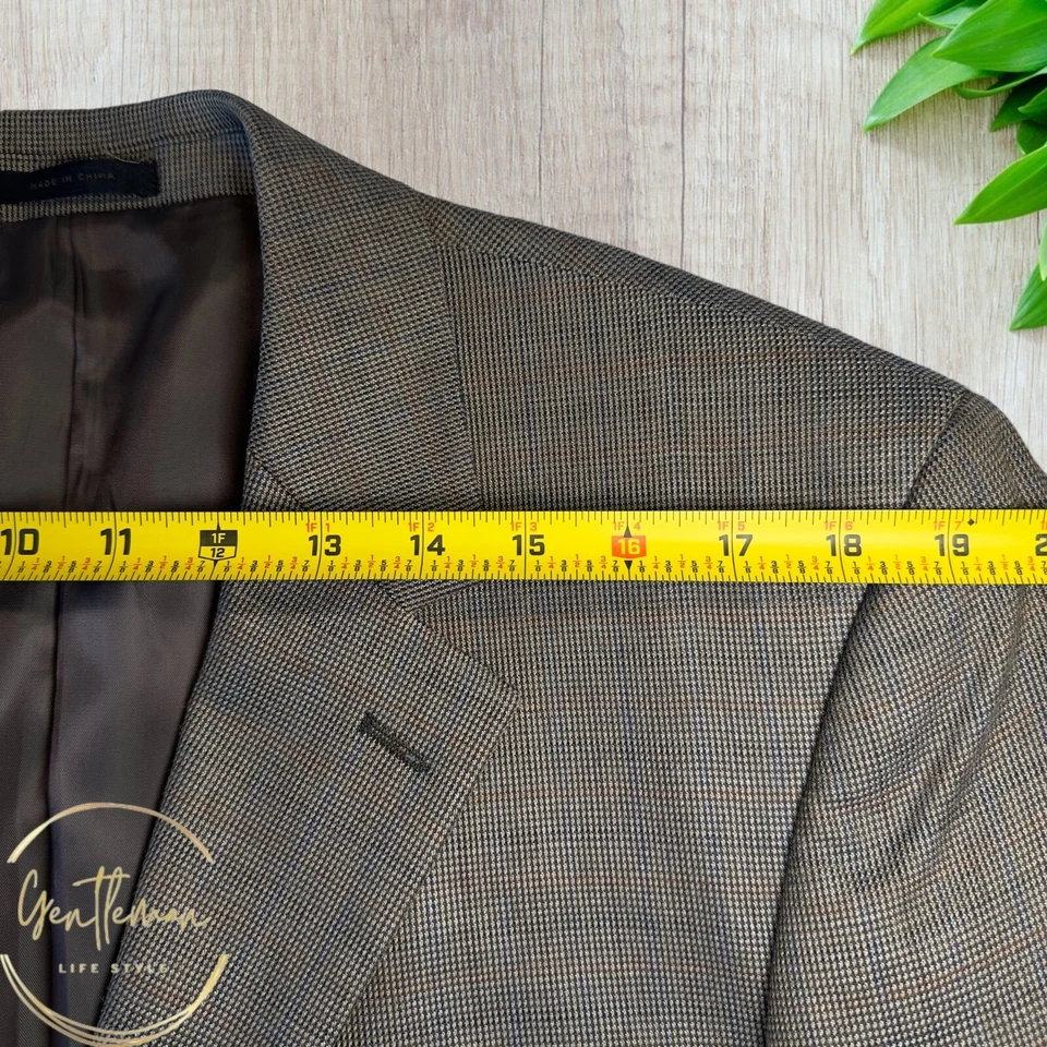 ANDREW FEZZA Hombres Blazer Abrigo Deportivo Chaqueta de Dos Botones 42R SEDA/LANA Traje Marrón Foto 4 de 4