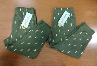 2 Pack: Cat & Jack Pull On Pants Fleece Green/Bolt Toddler 3T Boys (0356) R5P4
