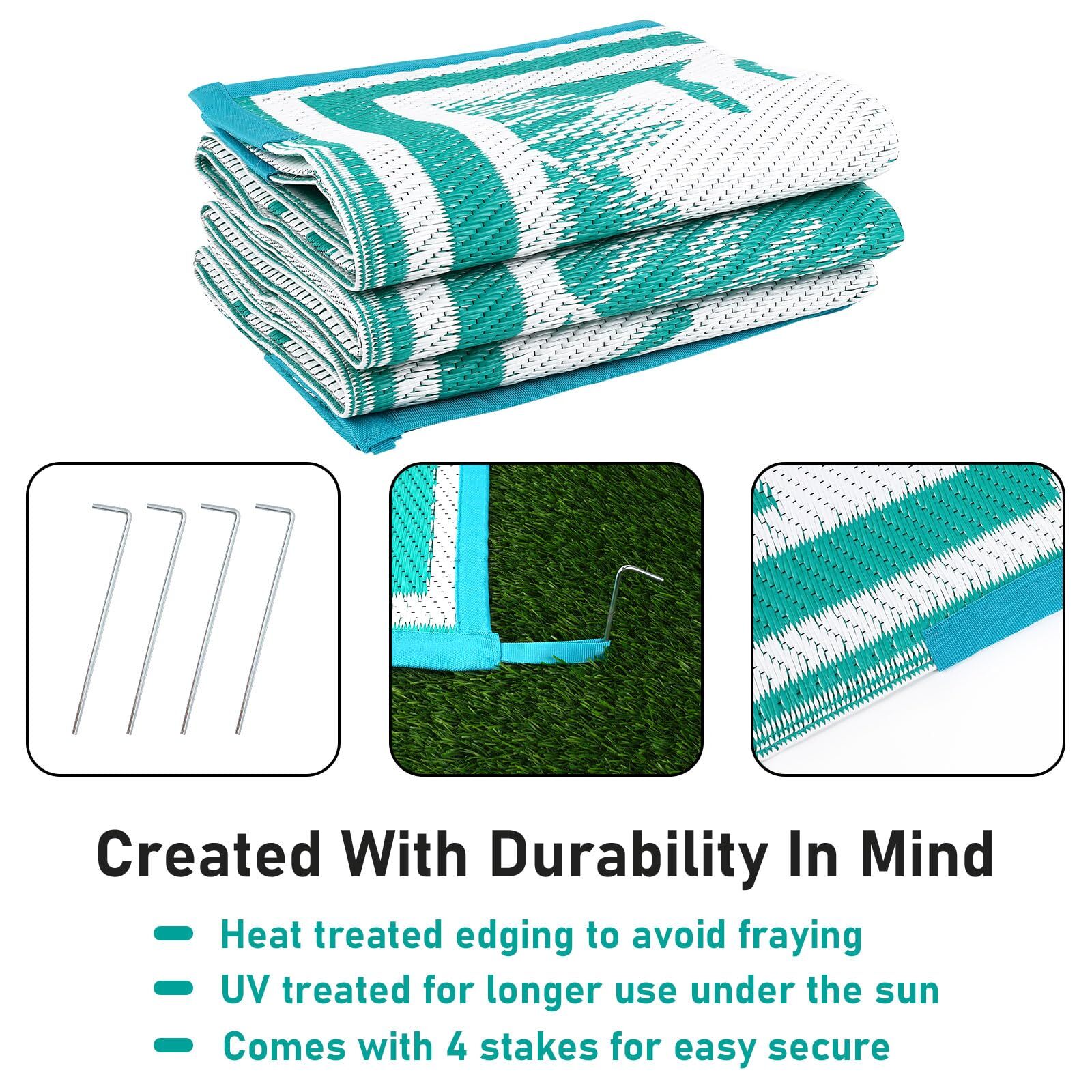 HiiARug Outdoor Rug 5x7Ft Outdoor Plastic Straw Rug Waterproof