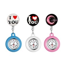 Retractable Women Fob Clip On Nurse Pocket Watch I Love You Lapel Silicone Lapel
