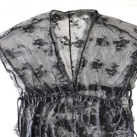 FIONNA L Large BLACK LACE OPEN SIDE LONG ROBE GOWN Kaftan