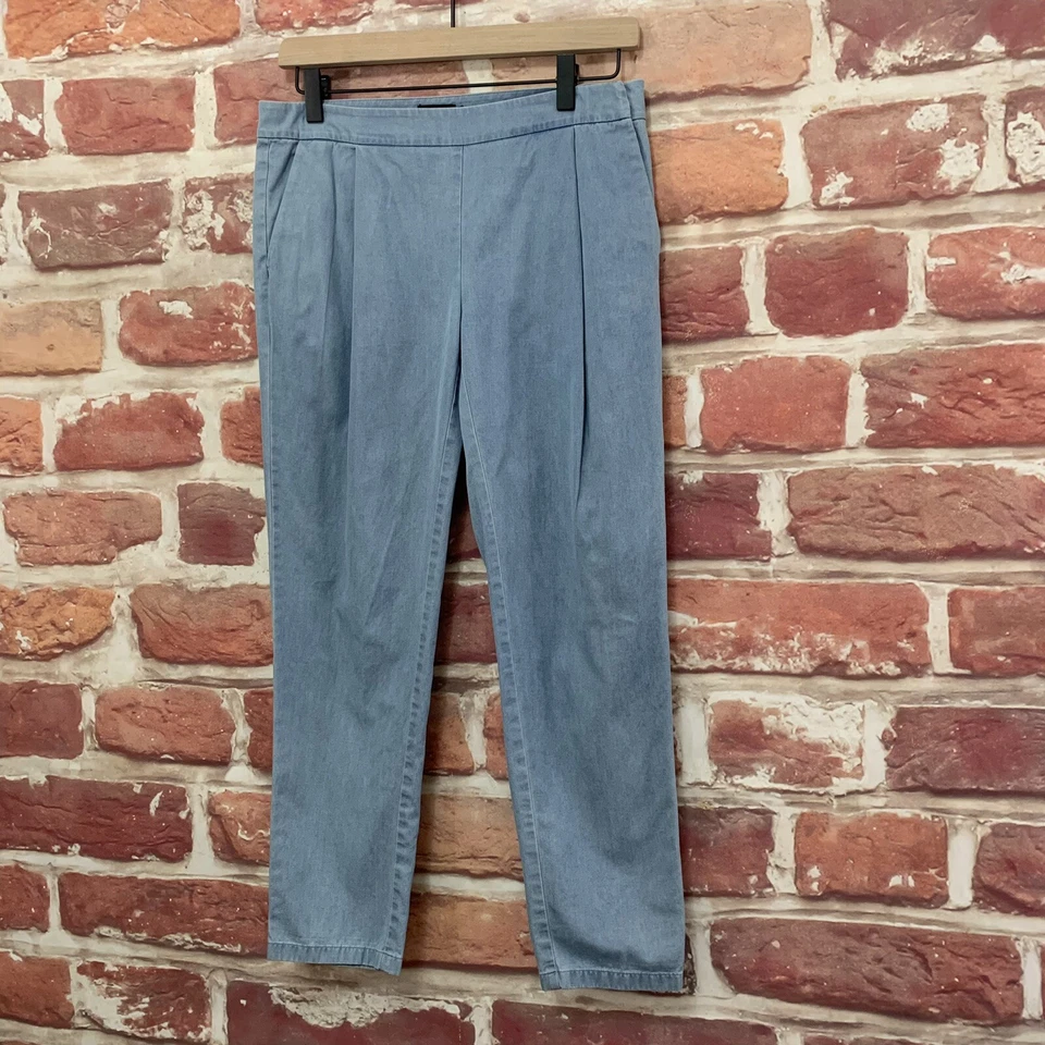 Pantalones Kate Spade Saturday para mujer talla 2 azul claro cambray denim ajustados recortados Foto 2 de 4
