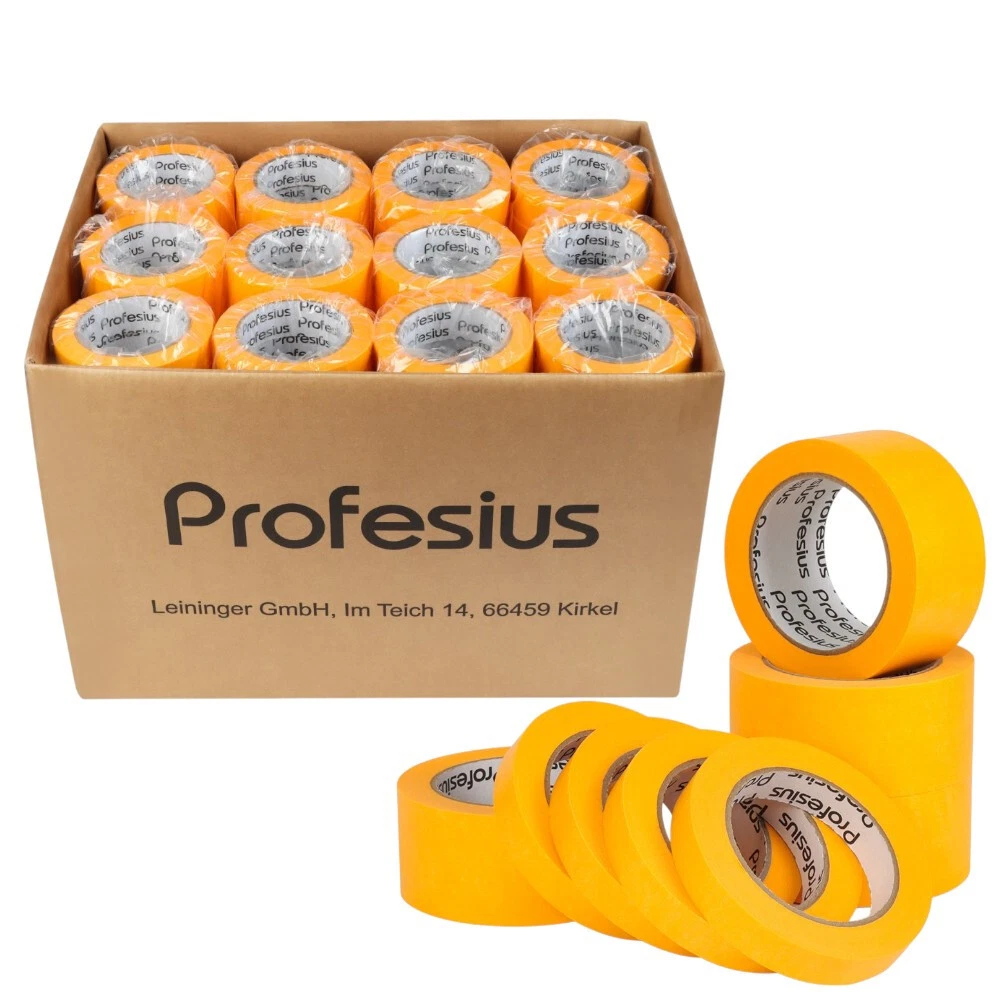 20 Rollen Profesius Goldband 50m Rolle Klebeband Malerband Abdeckband Malerkrepp
