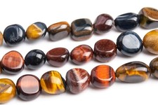 8-10MM Yellow Red Blue Tiger Eye Pebble Nugget Grade AA Natural Loose Bead