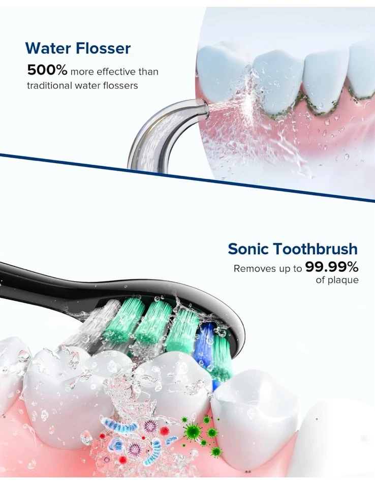 All-in-One Water Flosser&Ultrasonic Toothbrush Combo - Extra Capacity Electric - Image 2 of 4
