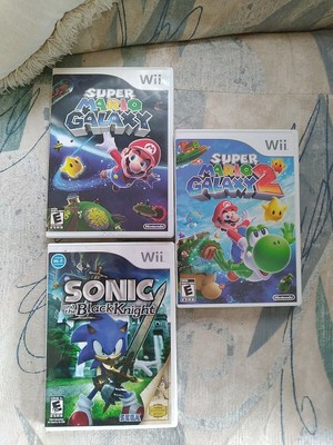 Lot of 3 Nintendo Wii: Super Mario Galaxy 1 And 2 &amp; Sonic and The Black  Knight | eBay