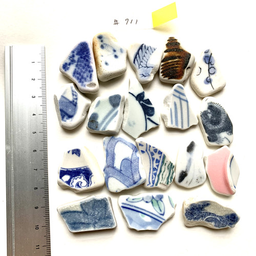 Genuine Sea Pottery  Glass  Mosaic Art Craft Handmade Sea of Japan #711 84g