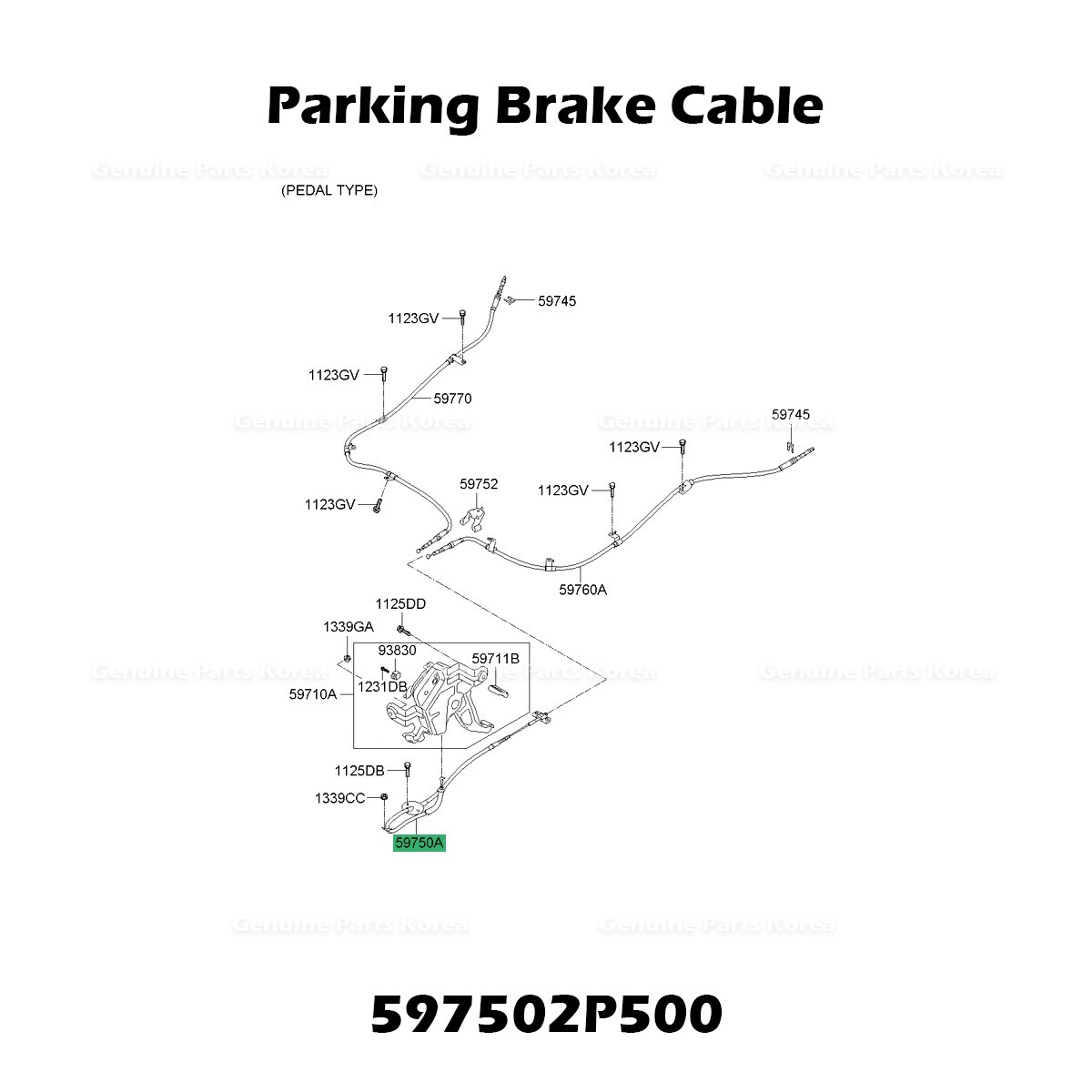 ⭐Genuine⭐ Parking Brake Cable 597502P500 for Kia Sorento