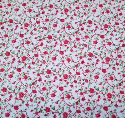 Quilter's Calicos BTY Marshall Dry Goods Floral Flowers Red Green on White