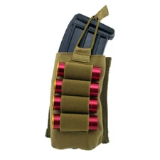 Tactical Molle Rifle Magazine Pouch with 4 Rounds 12GA Shotgun Shell Holder