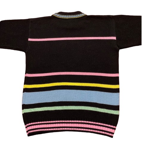 VINTAGE 80S SISTER SISTER GIRLS SWEATER SIZE M 10-12 COLORFUL SCHNAUZER PRINT - Picture 2 of 6