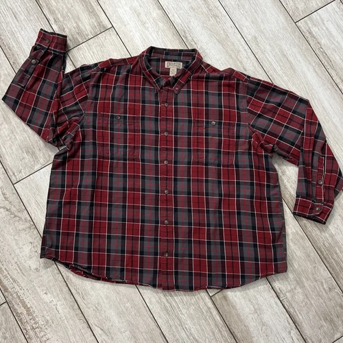 Duluth Trading Shirt Mens 4XL Red Black Plaid Flannel Heavyweight Cotton #106803