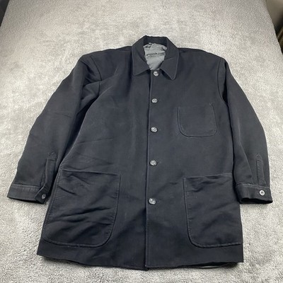 Riggings Buttons Jacket Mens Large Black Full Zip Flap Pocket