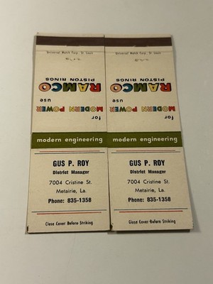 Gus P Roy Metairie La Louisiana Ramco Piston Ring Matchbook Lot Automotive Gas