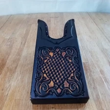 Cowboy Work Boot remover Wood Boot Barn Carvings W Leather Toppings
