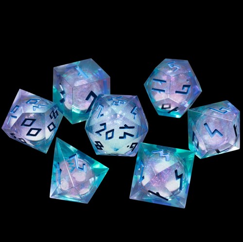 Liquid Core Dice Set with First Ever LED Display Case - 7-PC Hand-Painted Sha... - Picture 6 of 9
