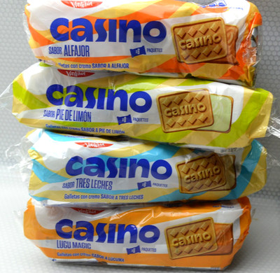 CASINO Lucuma, Alfajor,  Peruvian Cookies Pack 6 Units 258g / 9.10oz. (choose)