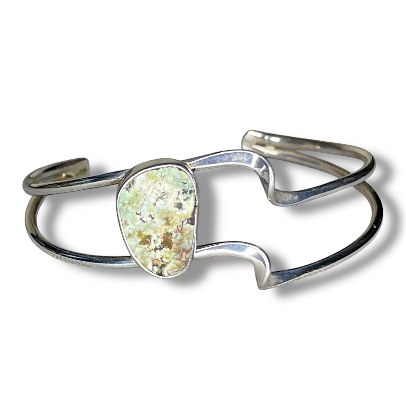 Abstract Offset Buffalo Light White Turquoise Ste… - image 1