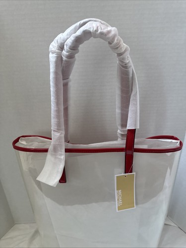 Bolso Michael Michael Kors The Michael Rojo MK Logo Transparente Bolso de Mano Cartera - Nuevo con Etiquetas - Imagen 6 de 10