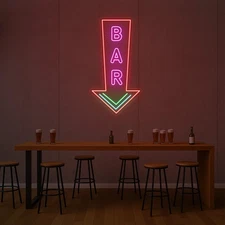 Arrow Bar Neon Sign, Outdoor Waterproof Vertical LED Sign, Custom Neon Bar Light