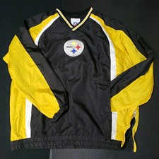 Men's NFL Pittsburgh Steelers Pull-Over Nylon Jacket L Excellent Condition