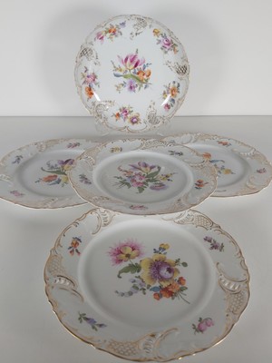 Antikes Nymphenburg Deutsches Porzellan Dessert Set 4 Teller & Servierschale 