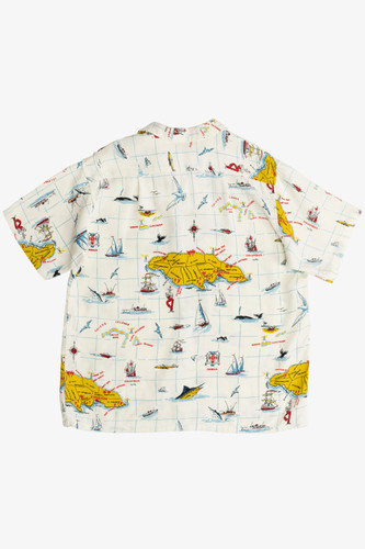 Rare Vintage Hawaiian Shirt With Loop Collar Issa's (Retail) Ltd Jamaica Nautica - Picture 6 of 7