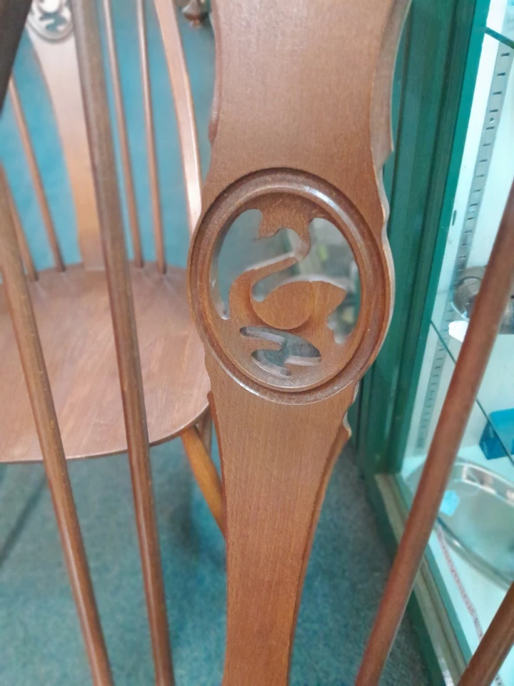 Ercol Dining Chairs Swan Back Set of 4 Mid Century Free Delivery - Image 3 of 4
