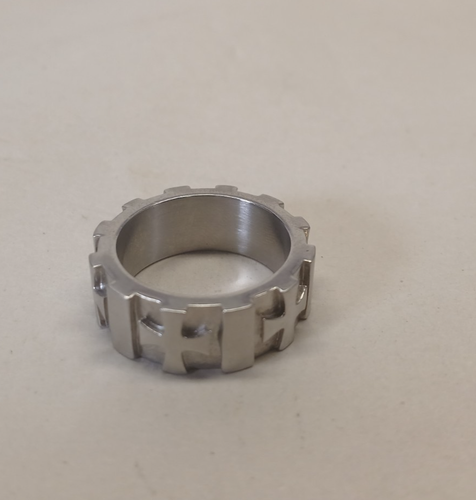 Stainless Steel Brushed & Polished 3Pt Cross Ring Size 11 Men's Ring Motorcycle - Picture 5 of 11
