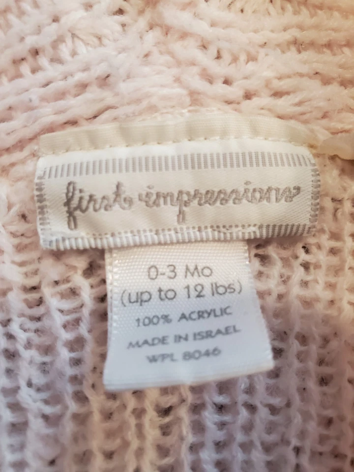 Cárdigan de punto First Impressions para niña talla 0-3 meses Suéter con capucha rosa Foto 3 de 4