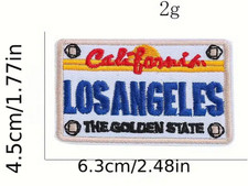 Patch tissu brodé souvenir Californie Los Angeles -- motif plaque d'immatriculation !