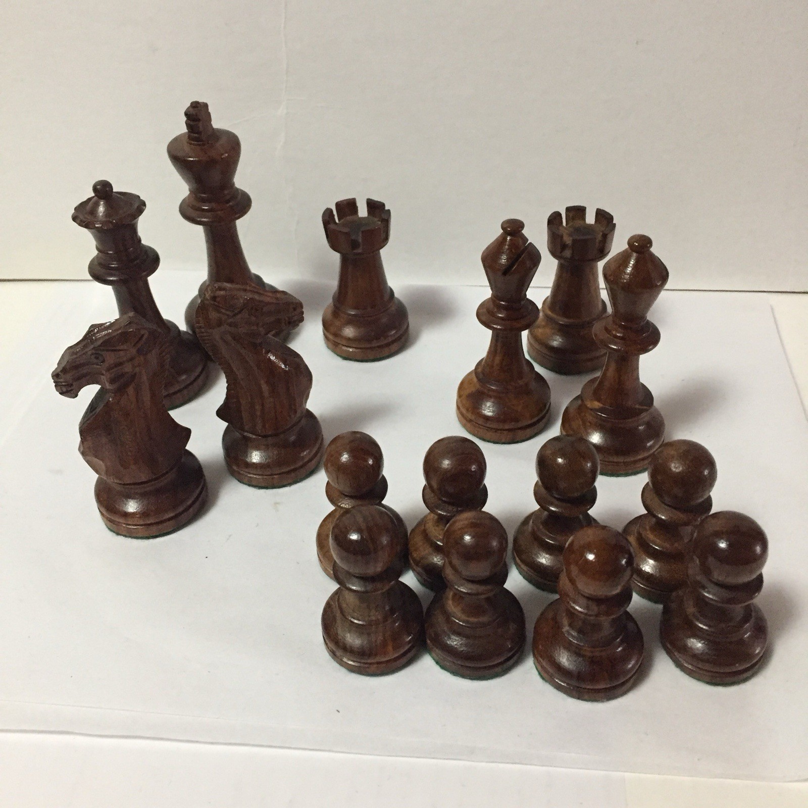 #D10 Vtg Drueke Wooden Rosewood Chess Set Pieces Boxed 3.5” King
