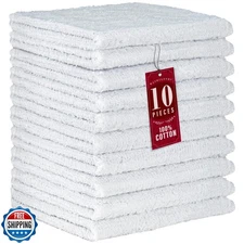 DecorRack 10 Pack 100% Cotton Wash Cloth, Luxurious Soft, 12 x 12 inch Ultra 