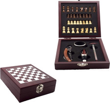 IG115540 - Kit Accessori Vino E Gioco Degli Scacchi, Cavatappi, Anello anti Gocc