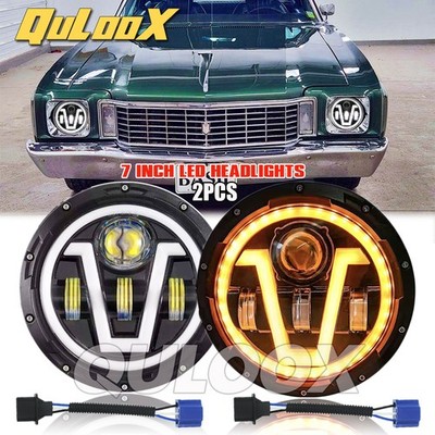 For Chevy Chevelle 1971-1973 - 7'' Inch LED Headlights Round Hi/Lo Sealed Beam