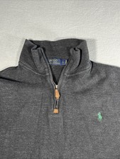 Men's Polo Ralph Lauren 1/4 zip pullover Size large Gray 100 Cotton NICE