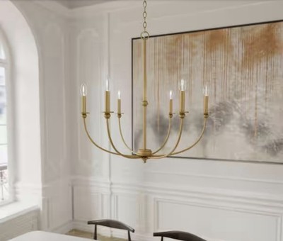 Hunter Southcrest 6-Light Candle Chandelier Luxe Gold Dining Room 48066