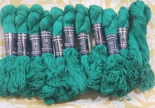 Lot of 11 Hanks of Tahki Cotton Classic Yarns 100 Mercercised Cotton Green 3768
