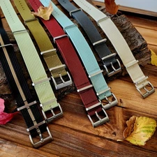 NATO strap Ribbed Fall Colors Satin Buckles Heavy Duty Water Resistant Watchband