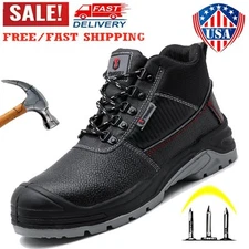 Men's Extra Wide Work Boots Anti-smash Steel Toe Sneakers Non-slip Safety Shoes
