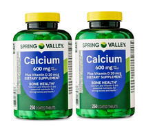 Spring Valley Calcium  Vitamin D Tablets 600mg   250 Count 2 Pack 