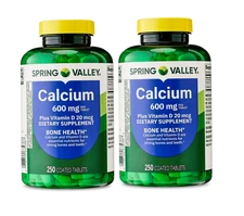 Spring Valley Calcium + Vitamin D Tablets 600mg – 250 Count (2 Pack)