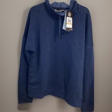 Under Armour Womens Blue Hi Neck Fleece Lined Pullover Athletic Hoodie Sz S NWT
